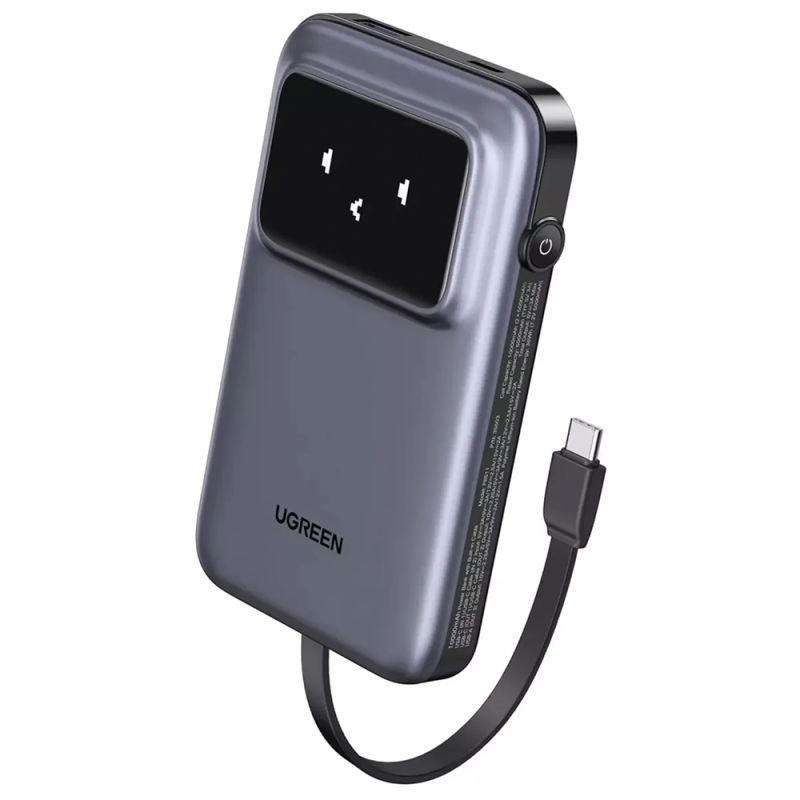 Baterie Externa pentru Telefon USB, Type-C, cu Cablu, 10000mAh, 30W - Ugreen PB511 (35603B) - Space Gray