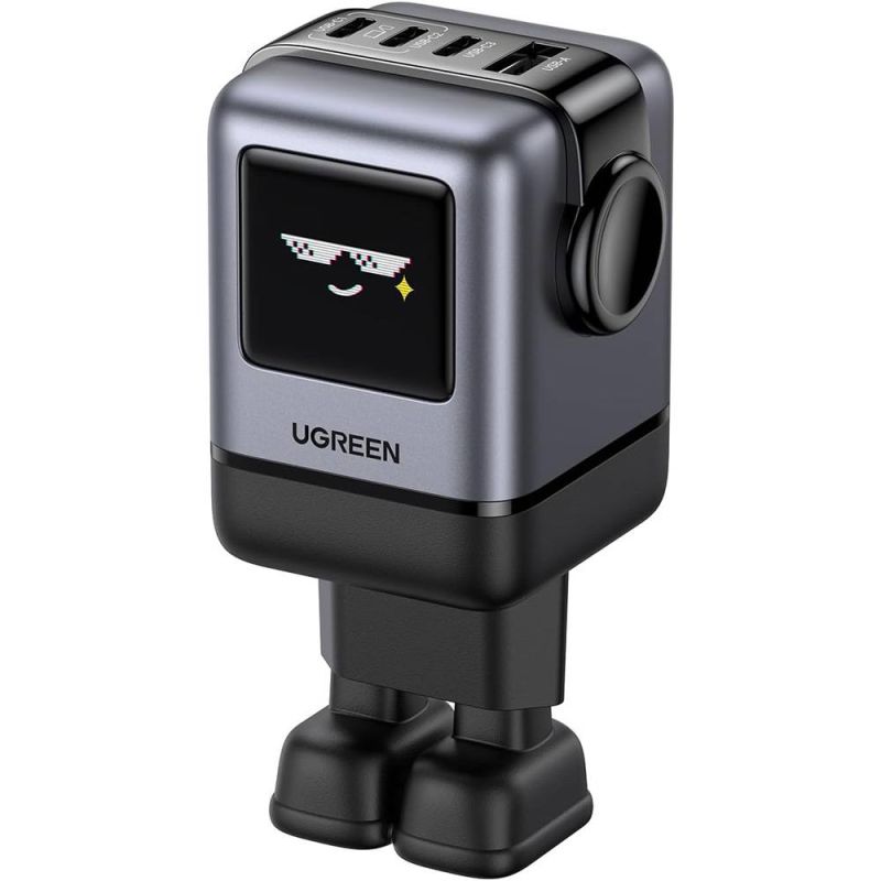 Incarcator 4in1 cu Display TFT, USB, Type-C, GaN, 100W - Ugreen Uno RG X688 (45515B) - Grey