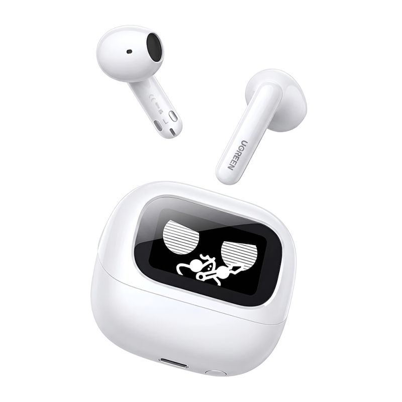Casti fara Fir, Bluetooth 6.0, ANC, 400mAh, Display LCD - Ugreen HiTune H6 Magic WS216 (65386) - White