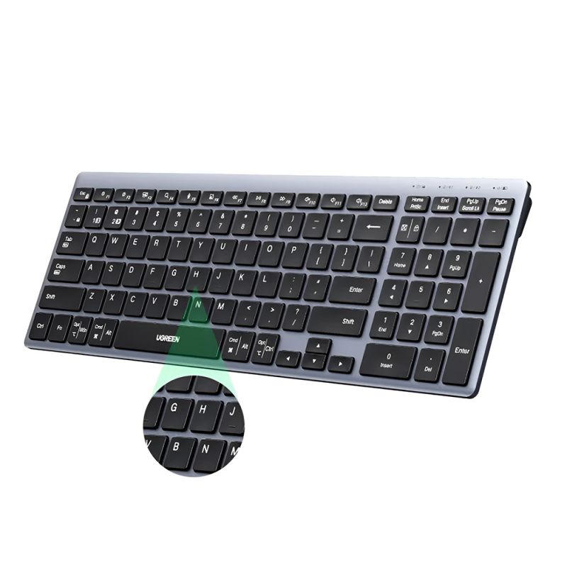 Tastatura fara Fir Reincarcabila, Bluetooth 5.0, Type-C, 99 Keys, 500mAh - Ugreen (75163) - Black