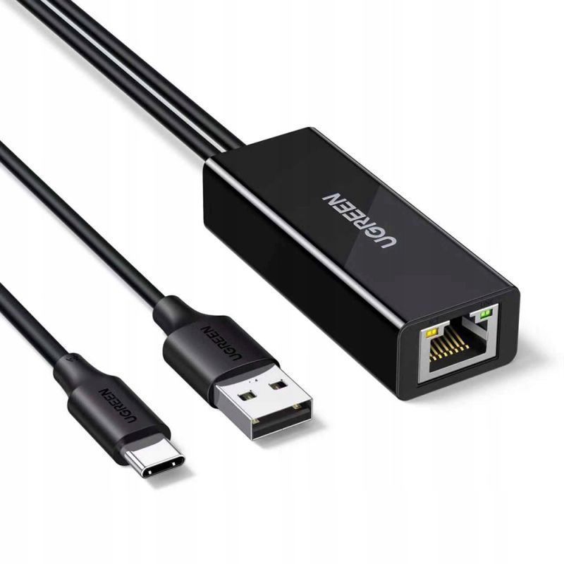 Adaptor pentru Internet, USB, USB-C la RJ45, 100Mbps, Indicator LED - Ugreen CR110 (75535) - Black