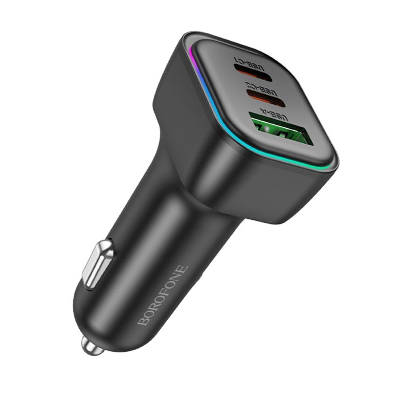 Incarcator pentru Masina, USB, 2x USB-C, 60W, LED - Borofone Trophie (BZ28C) - Black