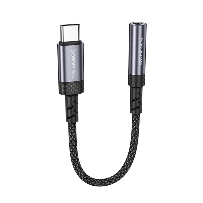 Adaptor USB-C la Jack 3.5mm, Cip DAC, Plug&Play, 15cm - Borofone (BV24) - Metal Gray