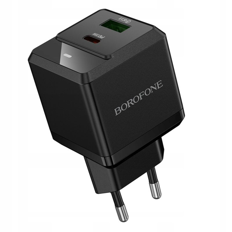 Incarcator pentru Priza, USB + Type-C, PD20W, QC3.0, 5V/3A - Borofone Intenso (BN19) - Black