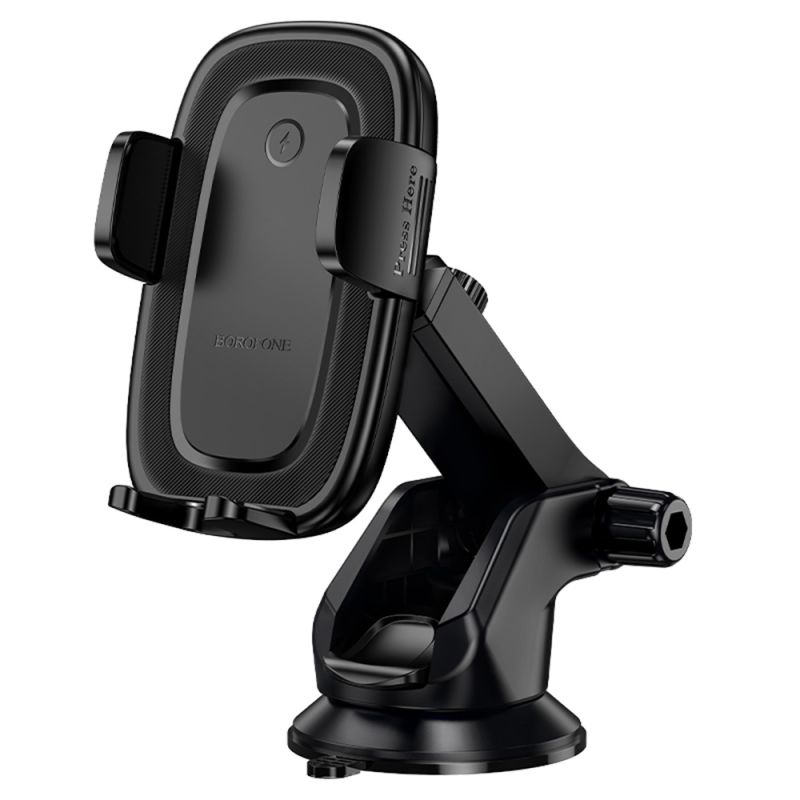 Suport Masina, Incarcare Wireless, Panou de Bord/Parbriz, 15W, 4.5-7.0" - Borofone Follower (BH223) - Black