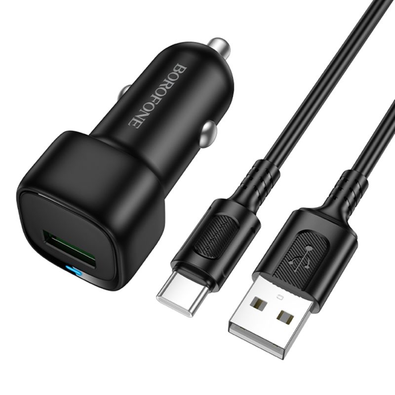 Incarcator pentru masina, USB-A, 18W, USB-A/C Cablu - Borofone Cloud (BZ34) - Black