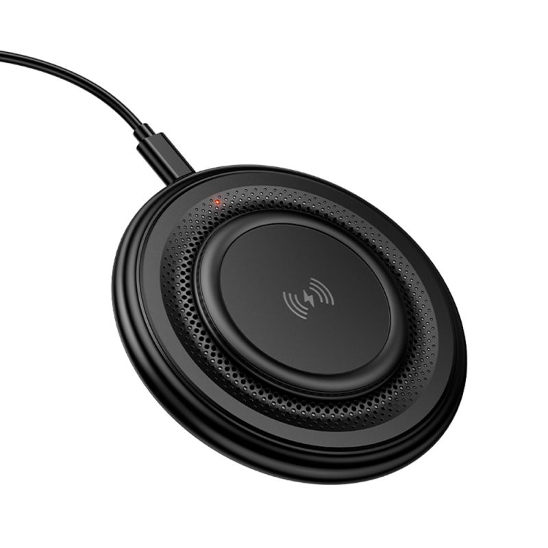 Incarcator fara Fir, 15W, Fast Charging, ABS + PC, 9V/2A + Cablu Type-C - Borofone Crown (BQ40) - Black