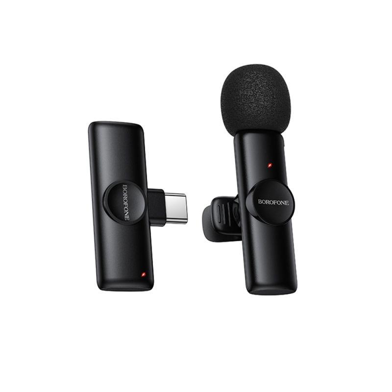 Microfon Wireless Lavaliera, USB-C Noise Cancellation, Plug&Play - Borofone Winner (BFK16) - Black