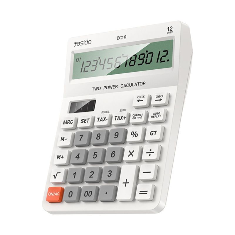 Calculator de Birou, Design Ergonomic, LCD Display - Yesido (EC10) - White