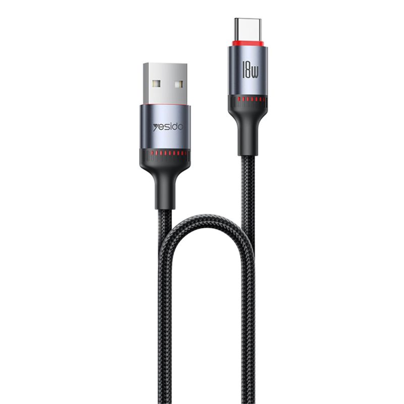 Cablu de Date USB la Type-C, 18W, 3A, 480Mbps, 1.2m - Yesido (CA129C) - Black