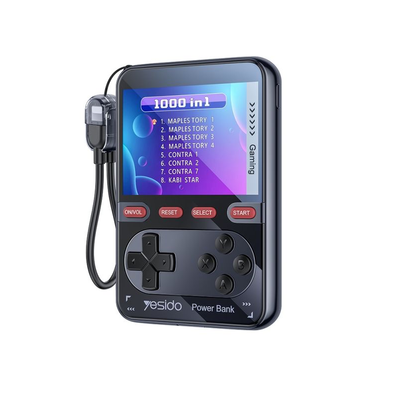 Baterie Externa si Mini Consola Jocuri, Lightning, Type-C, TF Card, 10000mAh, 20W - Yesido (YP87) - Black