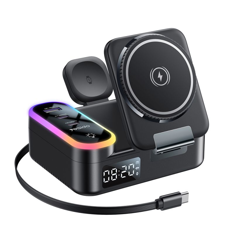 Incarcator fara Fir 8in1, 65W, Fast Charge - Yesido (DS38) - Black