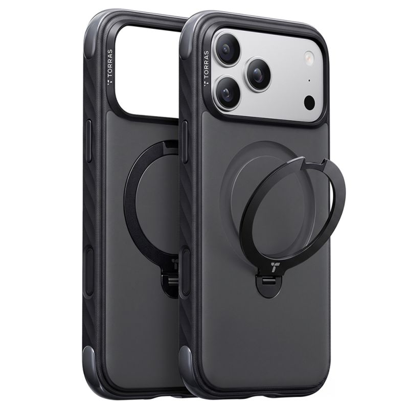 Husa pentru iPhone 18 Pro / iPhone 17 Pro - Torras Ostand Q3 Rugged - Jet Black