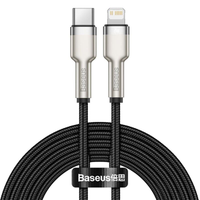 Cablu Type-C la Lightning, 20W, 25cm - Baseus Cafule Series Metal (CATLJK-01) - Black