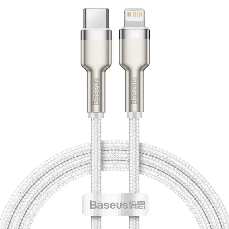Cablu Type-C to Lightning, 20W, 480Mbps, 1m - Baseus Cafule Series Metal (CATLJK-A02) - White