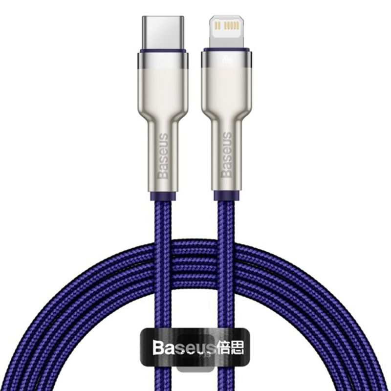 Cablu Type-C to Lightning, Fast Charging PD20W, 480Mbps, 2.4A, 1m - Baseus Cafule Series Metal (CATLJK-A05) - Purple
