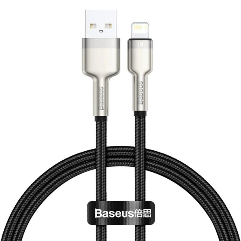 Cablu USB la Lightning, 2.4A, 480Mbps, 25cm - Baseus Cafule Series Metal (CALJK-01) - Black