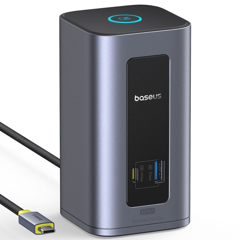 Docking Station, 12 Porturi, 10Gbps, 100W PD, 4K - Baseus Nomos NU1 Air (B0114400) - Grey