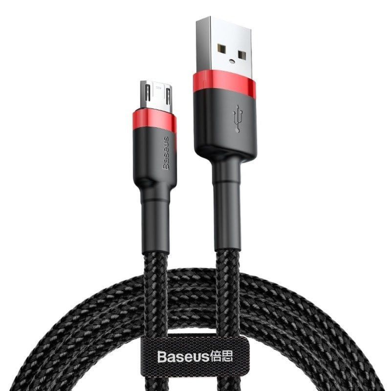 Cablu de Date USB la Micro-USB 2.4A, 1m - Baseus Cafule (CAMKLF-B91) - Black / Red