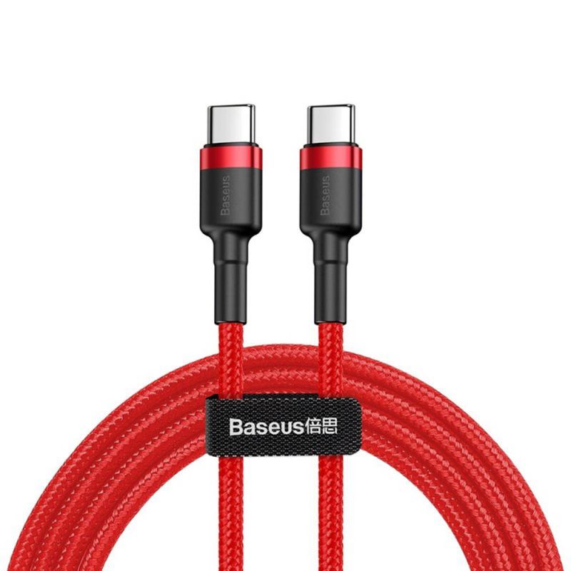 Cablu de Date Type-C to Type-C, Fast Charging, 60W, 3A, 1m - Baseus Cafule (CATKLF-G09) - Red / Black