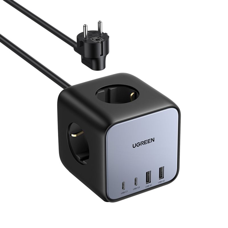 Incarcator Retea, Prelungitor 7in1, 2x USB-C, 2x USB, 3x AC, 2990W, 13A, PD65W - Ugreen DigiNest Cube CD268 (60113) - Black