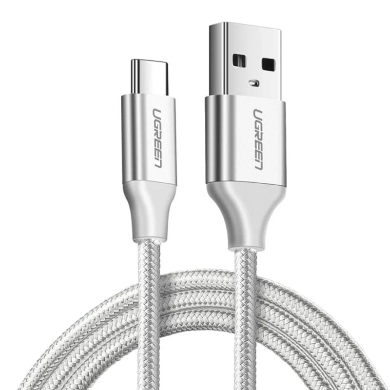 Cablu de Date USB la Type-C, PD18W, 3A, 1m - Ugreen US288 (60131) - Silvery White