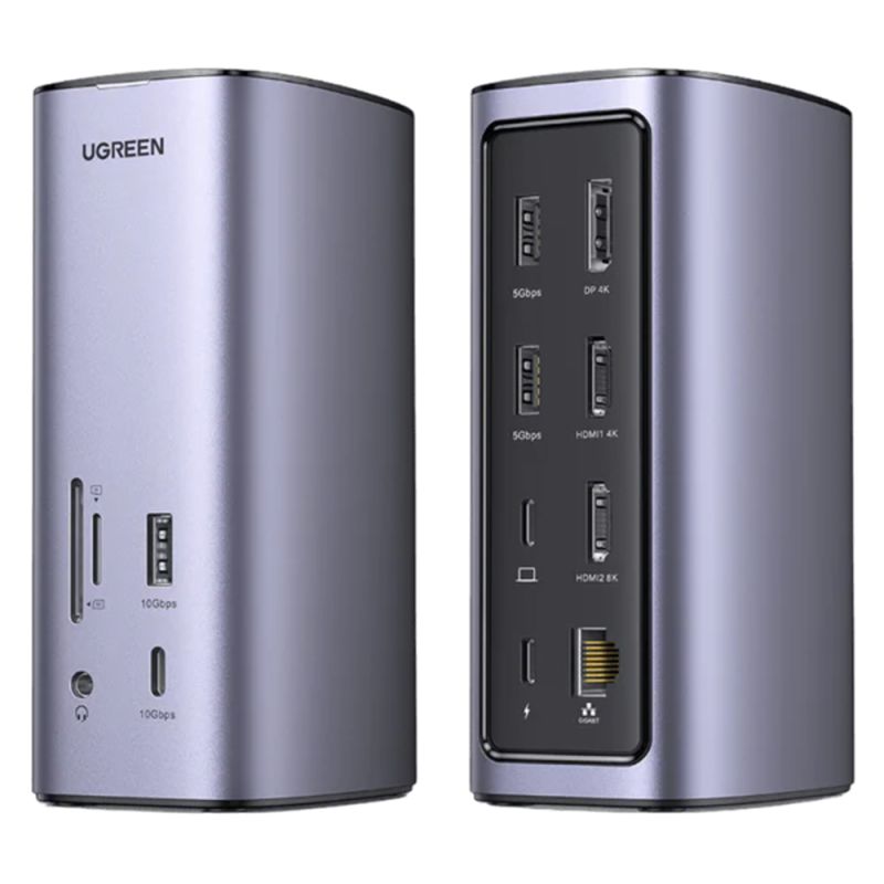Hub Multifunctional, USB, Type-C, HDMI, RJ45, PD100W, 8K@30Hz - Ugreen CM555 (90325) - Gray