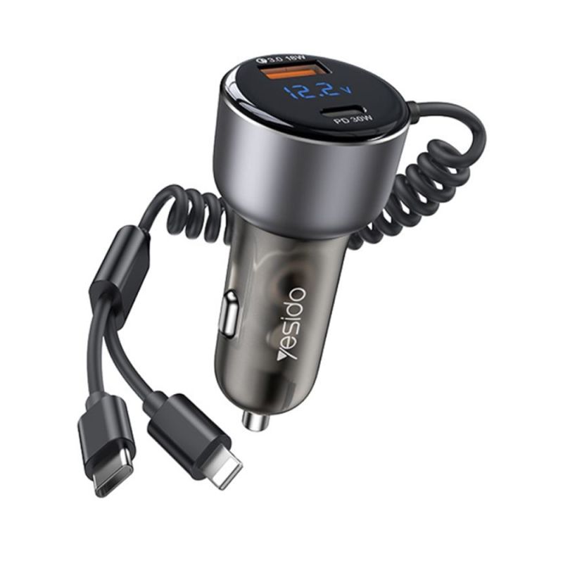 Incarcator pentru Masina USB, Type-C, 60W - Yesido (Y58) - Grey