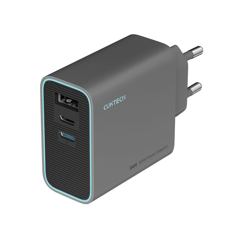 Incarcator pentru Priza, 2x USB-C, 1x USB-A, 65W, GaN - Cuktech AD653C EU (CUKAD653EUGR) - Grey