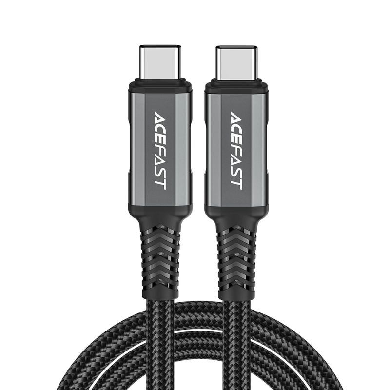 Cablu de Alimentare audio-video USB-C la USB-C, 40Gb/s, 4K, 5A, 240W, PD3.1, USB4, 1m - Acefast (C1-09) - Gray / Black