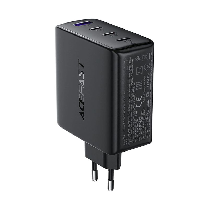 Acumulator pentru Priza EU, 3x Type-C, USB-A, GaN2, PD100W, Universal - Acefast (A94) - Black