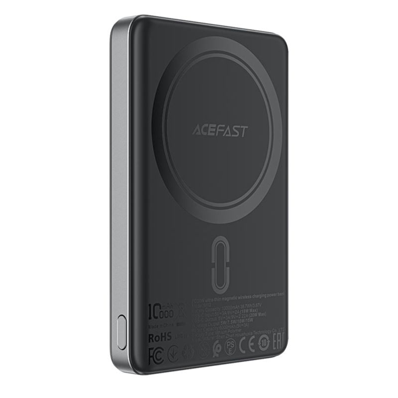 Baterie Externa, 10000mAh, Slim Design, Indicator LED - Acefast (M12-10000) - Black