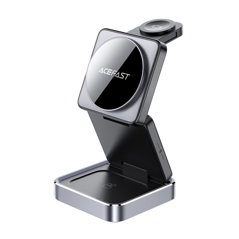 Statie de Incarcare 3in1 Pliabila pentru Casti, Ceas, Telefon, 23W, 3A - Acefast (E20) - Metal Gray