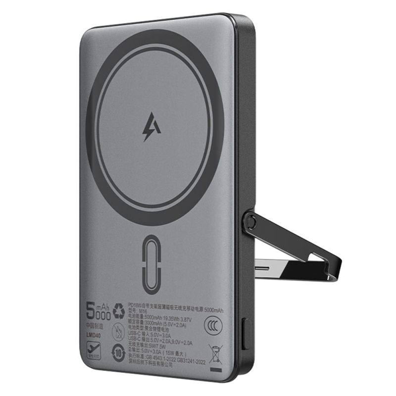 Baterie Externa, Magnetica, 5000mAh, Indicator LED, Stand - Acefast (M16-5000) - Black