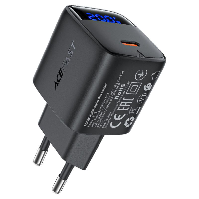 Incarcator pentru Priza, Type-C, 20W, Fast Charging - Acefast (A113) - Black