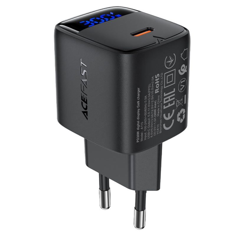 Incarcator pentru Priza, Type-C, 30W, Fast Charging - Acefast (A115) - Black