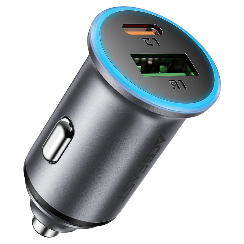 Incarcator pentru Masina USB, Type-C, 65W, Aluminiu - Acefast (B15) - Metal Gray