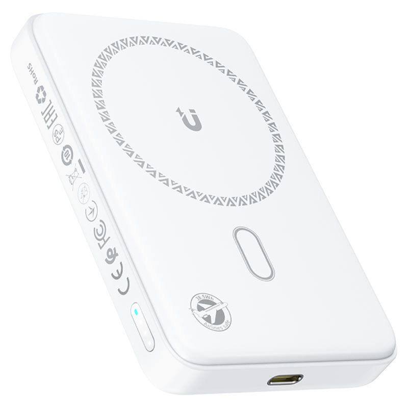 Baterie Externa Magnetica, 10000mAh, 20W, 5V/3A, Indicator LED - Acefast (M26-10000) - White