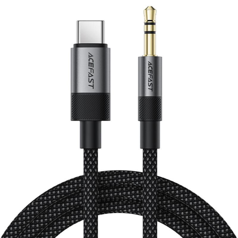 Cablu Audio, Jack 3.5mm la Type-C, Aluminiu + Nailon, 1m - Acefast (J11) - Black