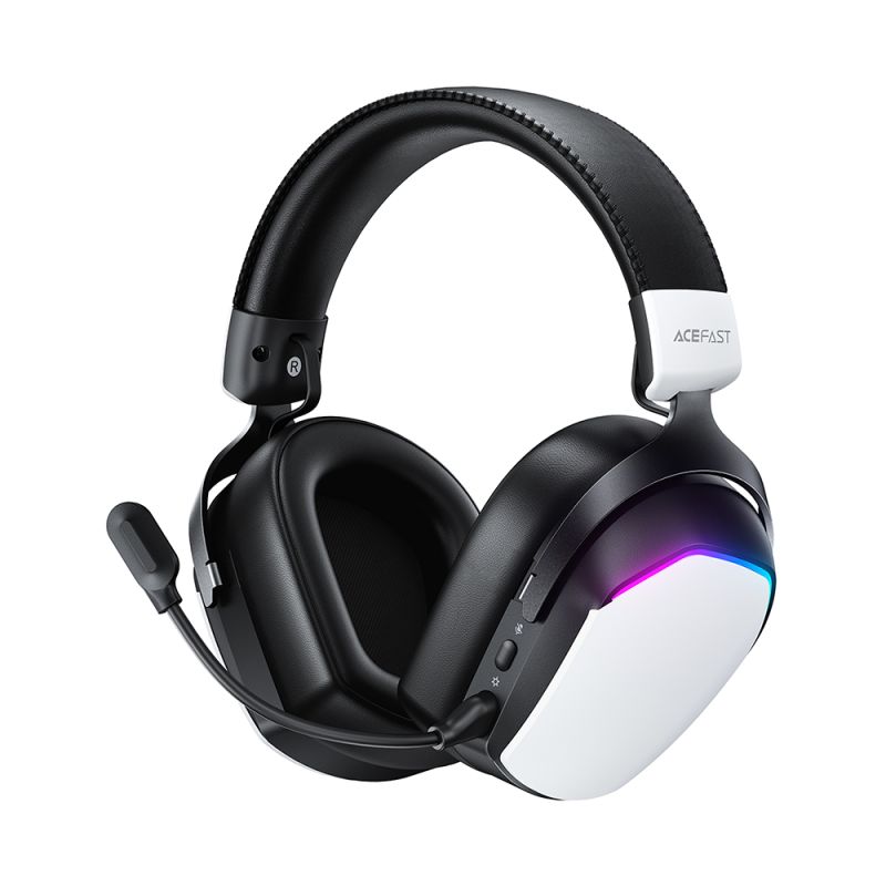 Casti fara Fir, pentru Gaming, BT5.4, 2.4G, AUX, RGB, Microfon - Acefast (H11) - White