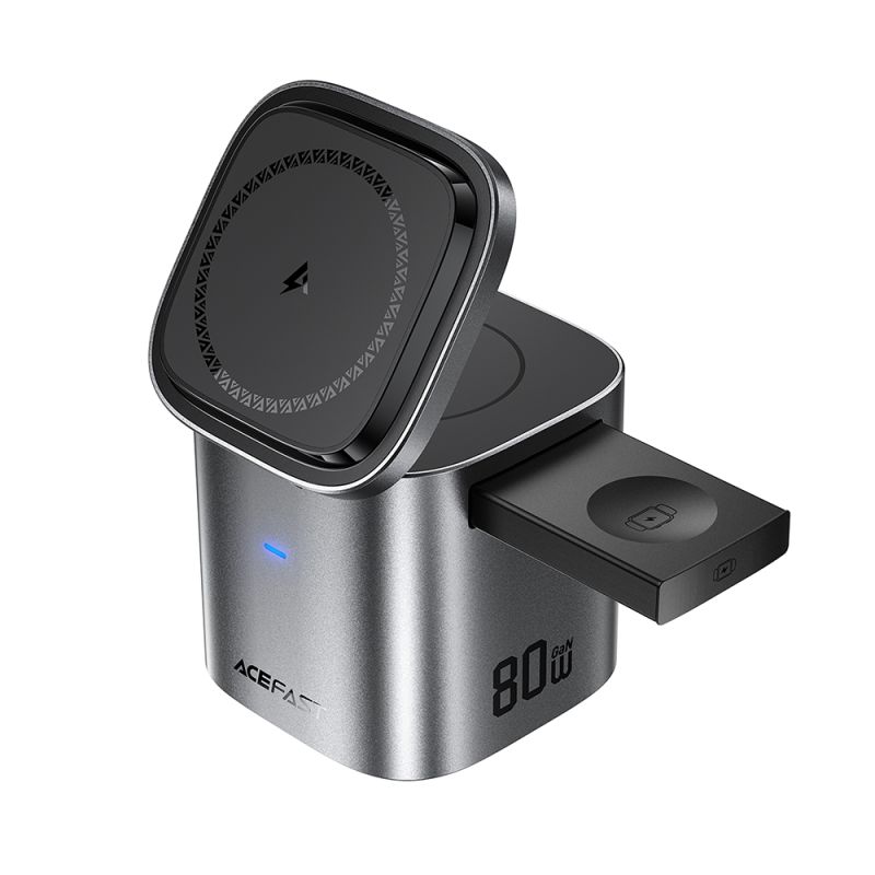 Statie Alimentare 6in1, Fast Wired Charge, Wireless 15W, Cablu Type-C - Acefast (Z9) - Black