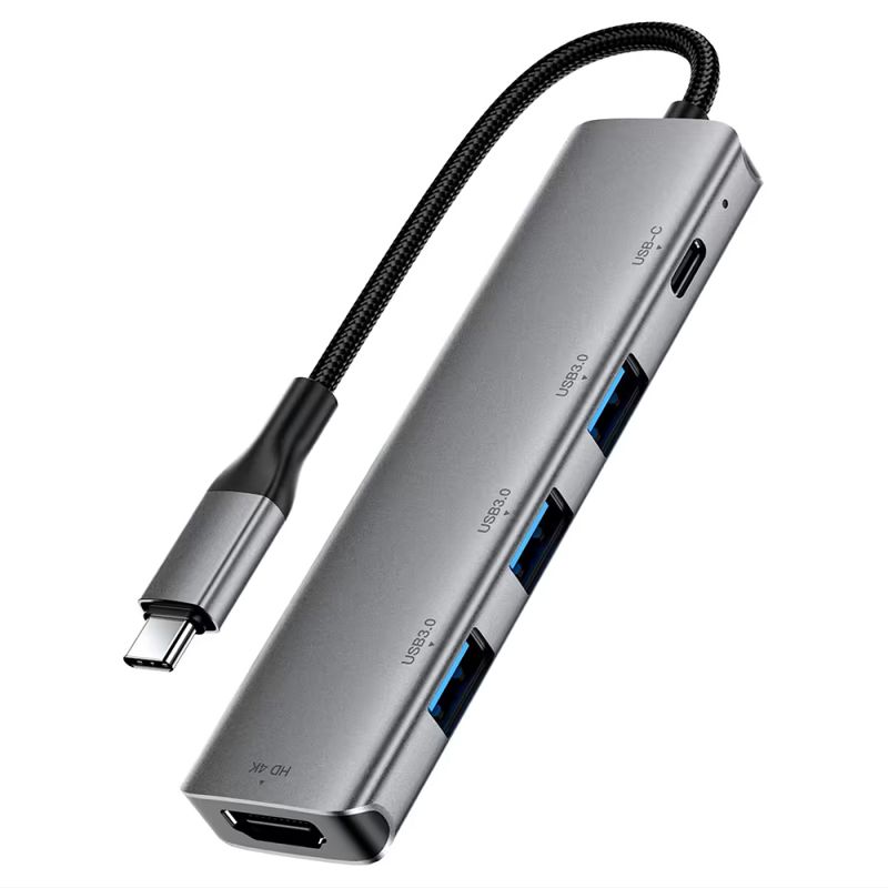 Docking Station, USB-C la 2x USB, HDMI 4K, PD90W - Acefast (J16) - Metal Gray