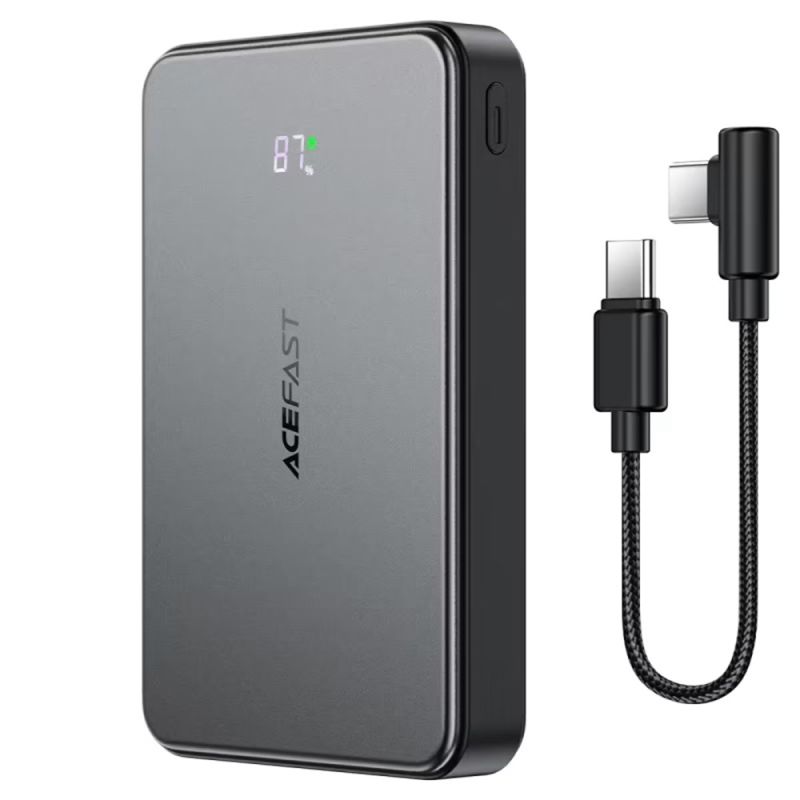 Baterie Externa, Wireless + Wired, 2x USB-C, 10000mAh, 22.5W, Afisaj LED, Cablu - Acefast (M31) - Black