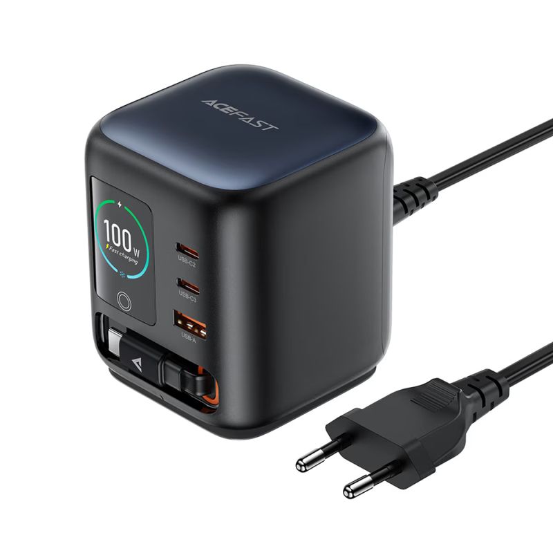 Alimentator pentru Priza GaN, USB-C, USB, 100W - Acefast (Z10) - Black