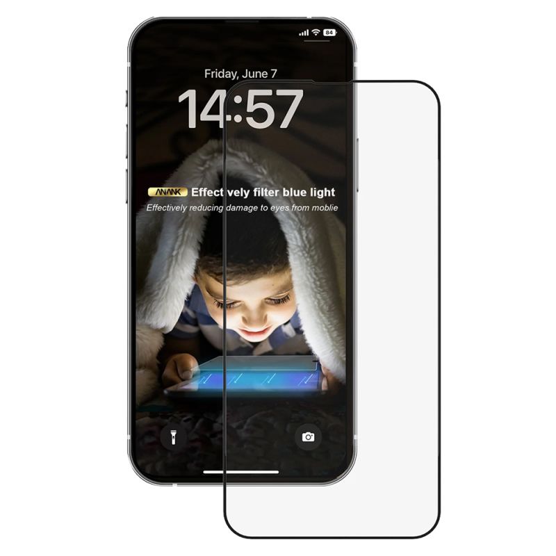 Folie pentru iPhone 14 Pro Max - ANANK 2.5D Anti-blue Light Screen Protector - Black