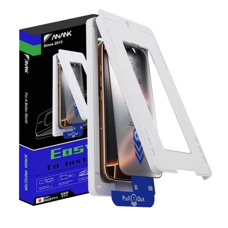 Folie pentru iPhone 15 Pro Max cu Aplicator - ANANK 2.5D 2X Reinforced Screen Protector - Black