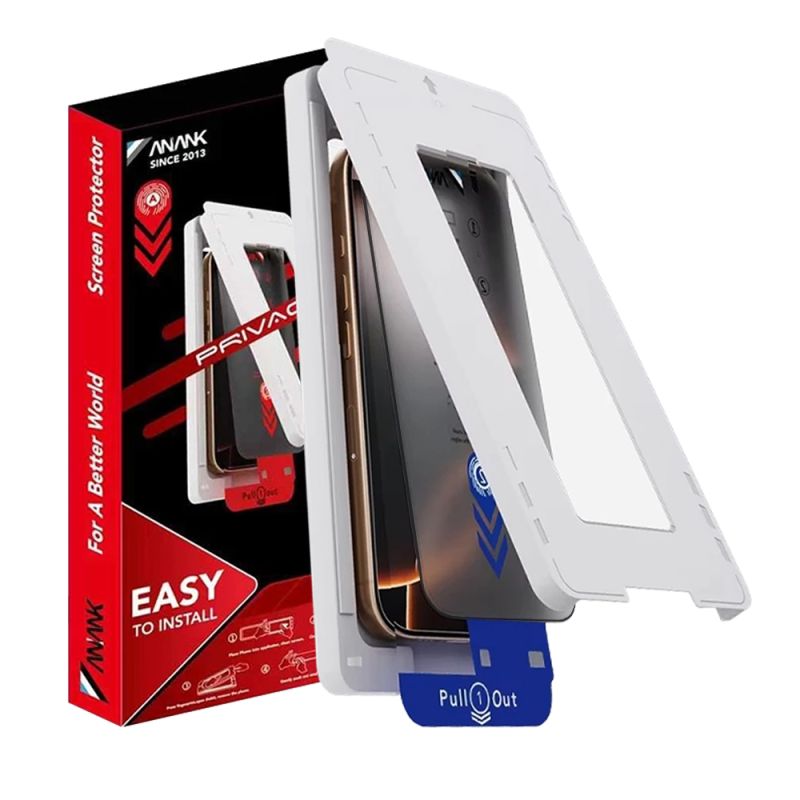 Folie pentru iPhone 15 Pro cu Aplicator - ANANK 2.5D 2X Reinforced Privacy Screen Protector - Black