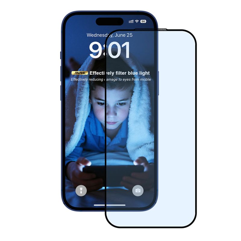 Folie pentru iPhone 17 Pro - ANANK 2.5D 5X Reinforced Anti-blue Light Screen Protector - Black
