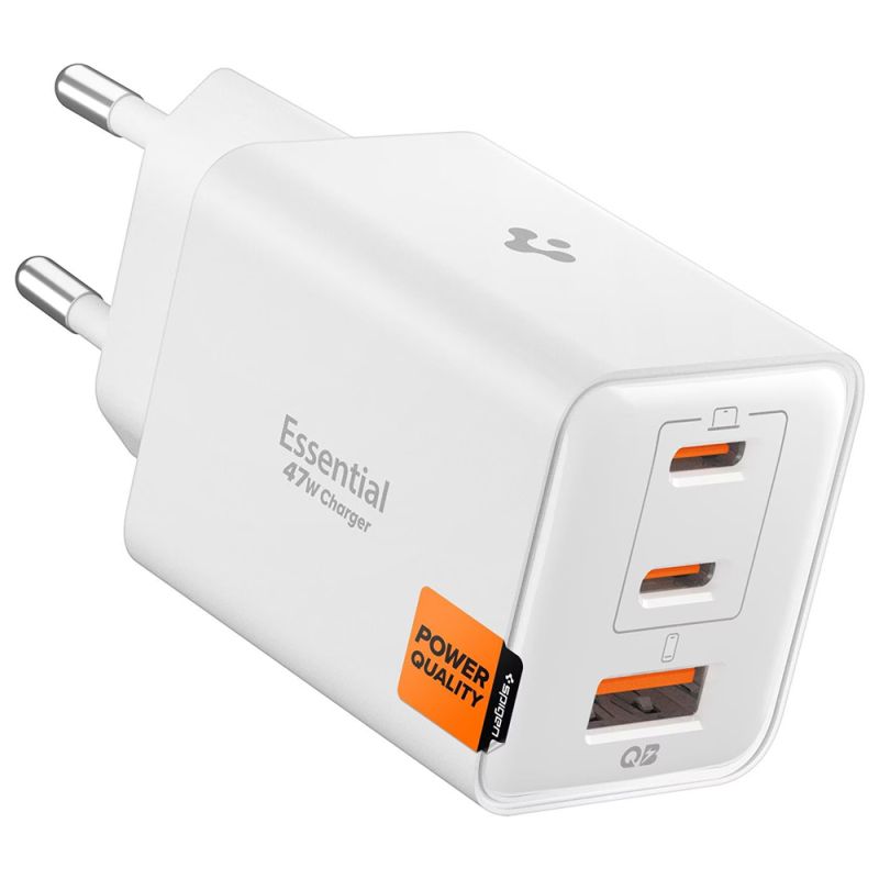 Incarcator pentru Priza, USB, 2x Type-C, 47W, Fast Charging, Quantum Boost - Spigen Essential EE473EU (ACH09464) - White