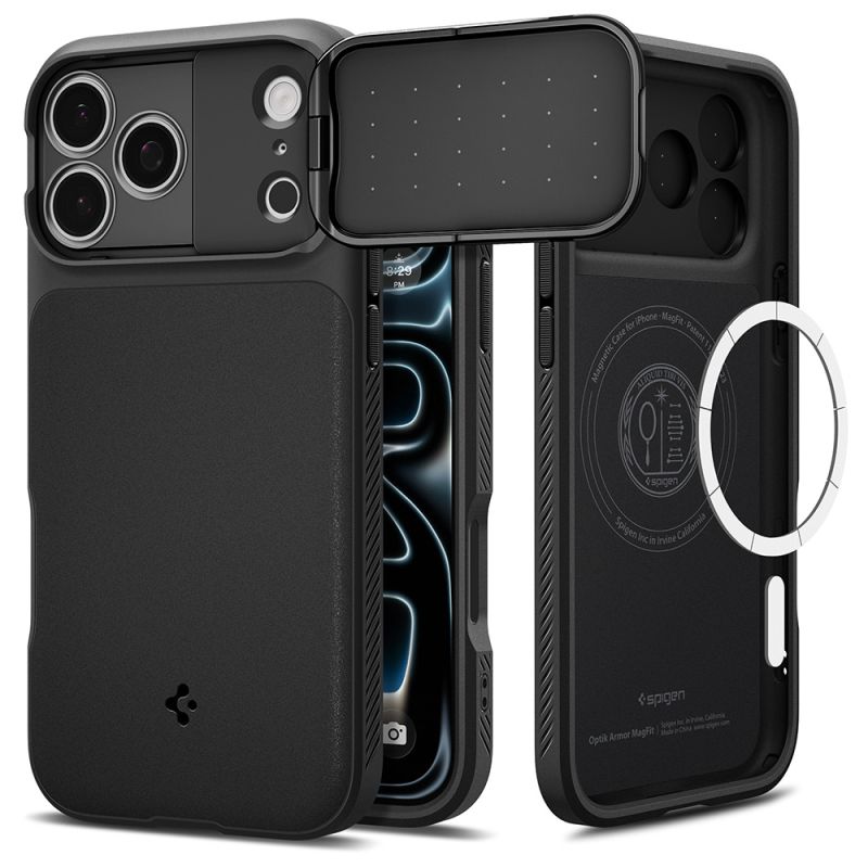 Husa iPhone 18 Pro Max / iPhone 17 Pro Max - Spigen Optik Armor MagSafe (ACS09900) - Black
